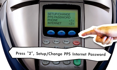 Press "2", Setup/Change PPS Internet Password